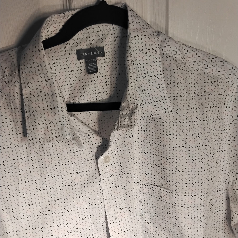 Van Heusen Light Gray Patterned Button Down Shirt - image 3